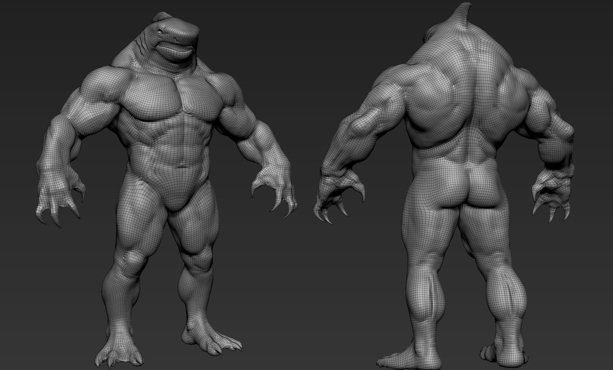 Sharkman humanoid creature 3D model_19