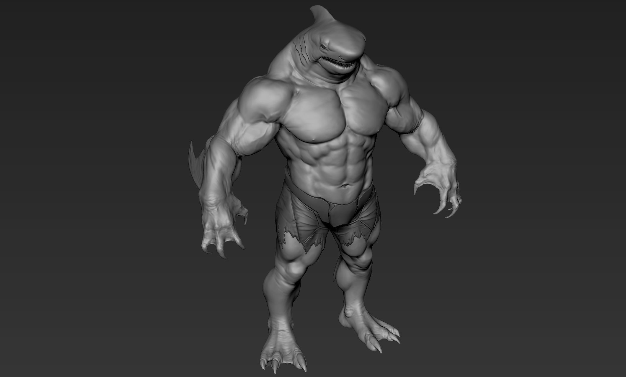 Sharkman humanoid creature 3D model_12