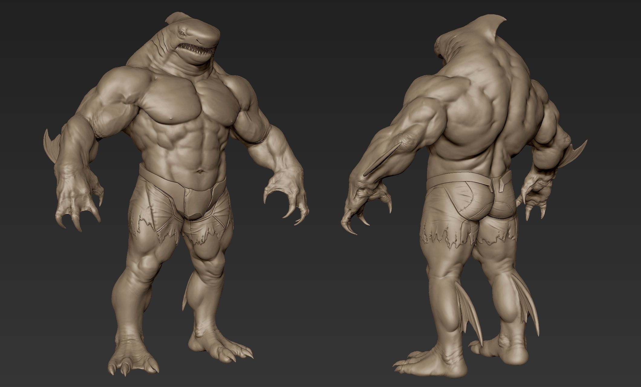 Sharkman humanoid creature 3D model_18