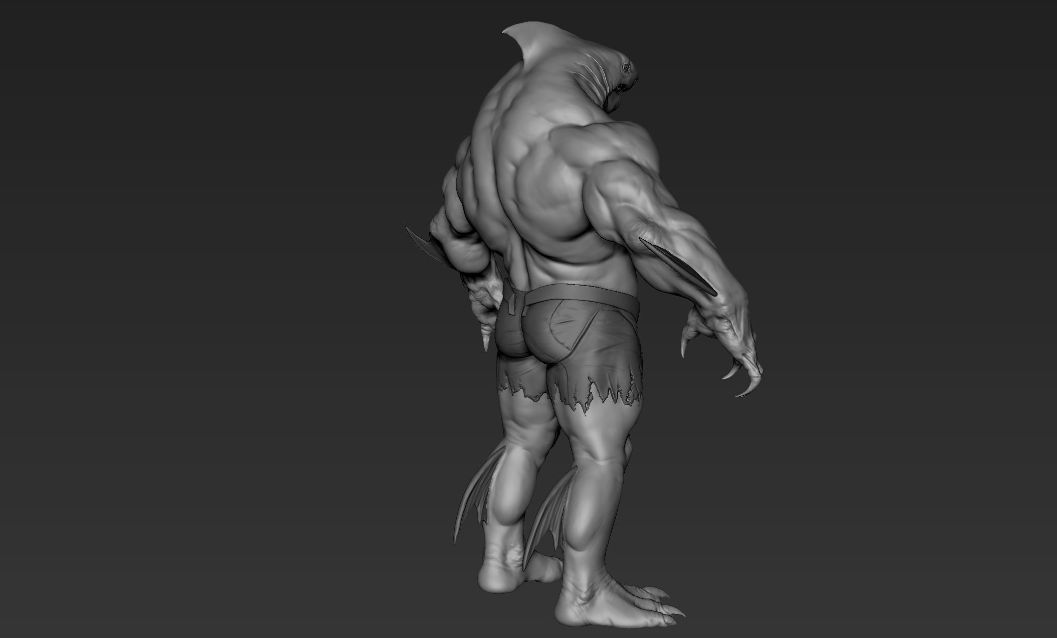 Sharkman humanoid creature 3D model_8