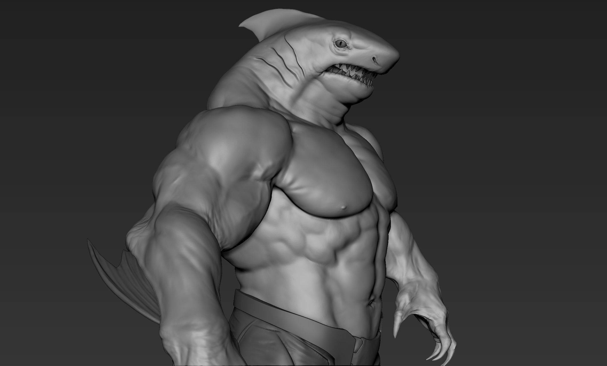 Sharkman humanoid creature 3D model_13