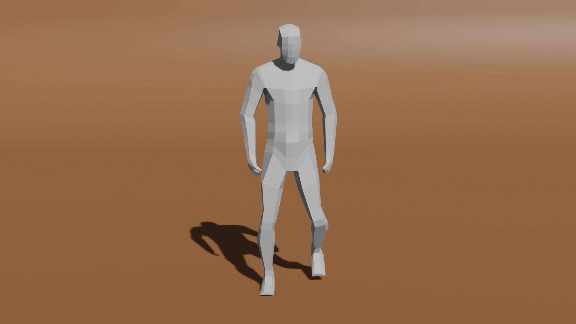 Low-poly base mesh with a basic rig Low-poly 3D model_2