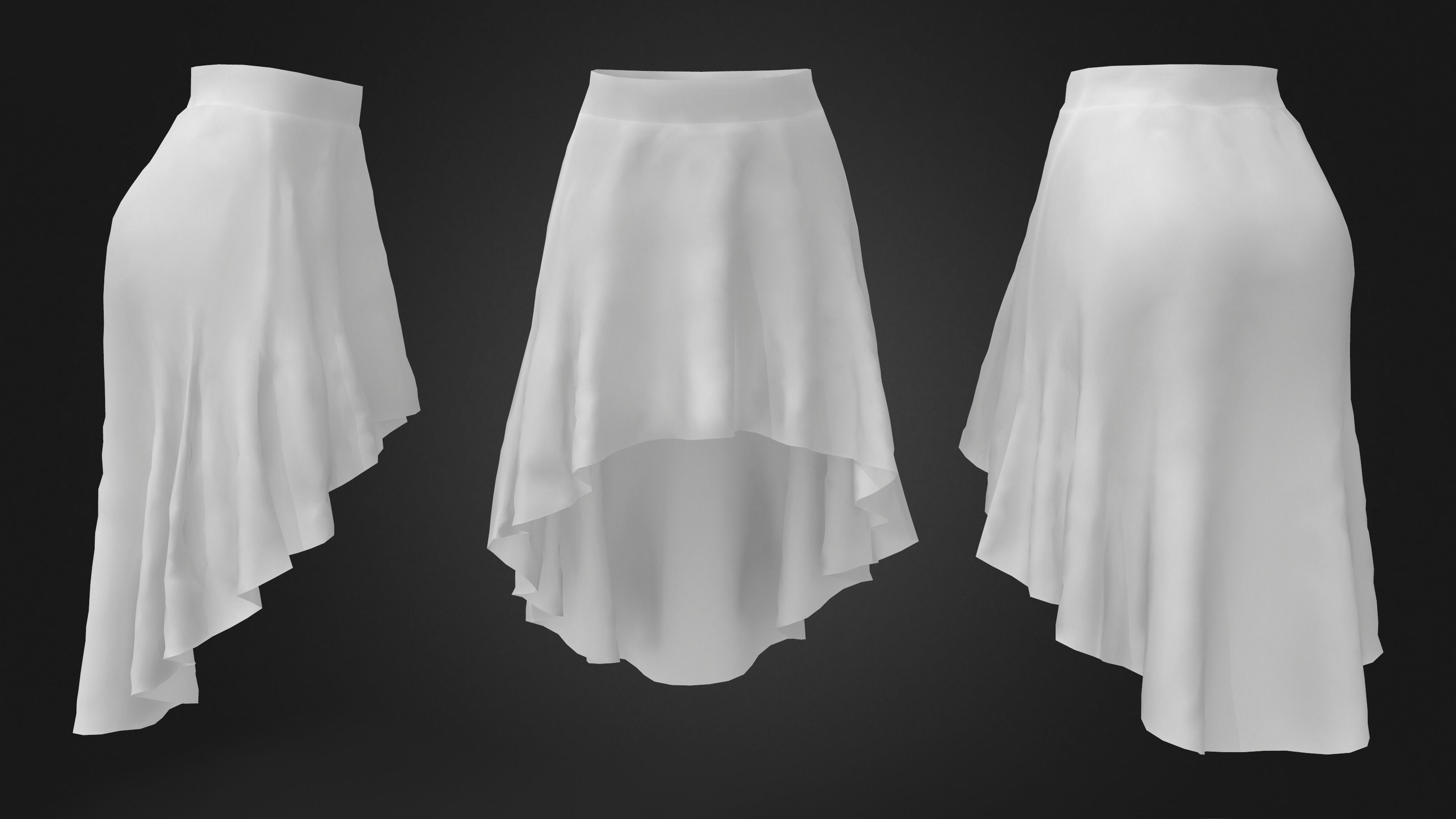 Backdrop Hem Skirt Low-poly 3D model_4