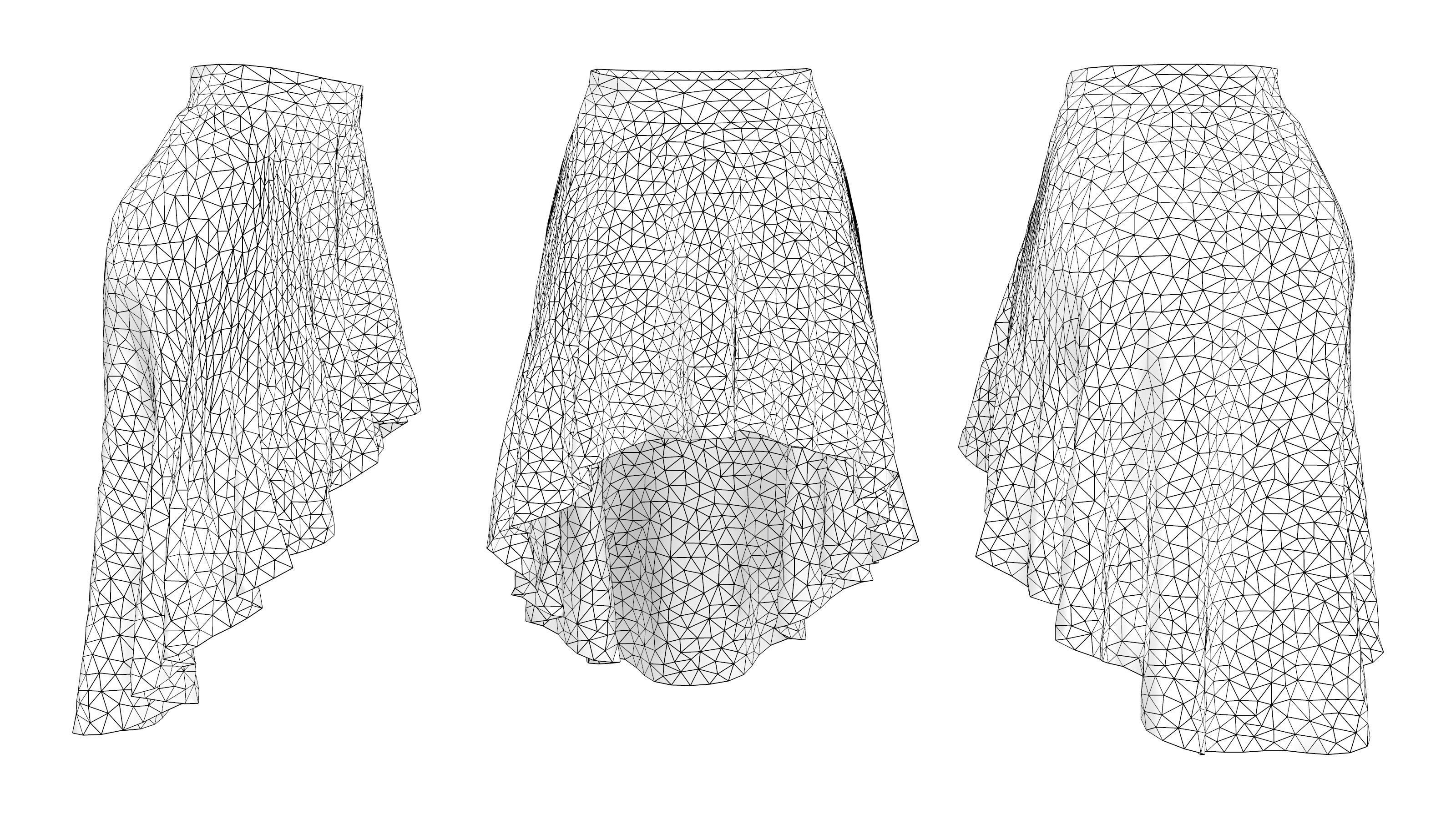 Backdrop Hem Skirt Low-poly 3D model_3