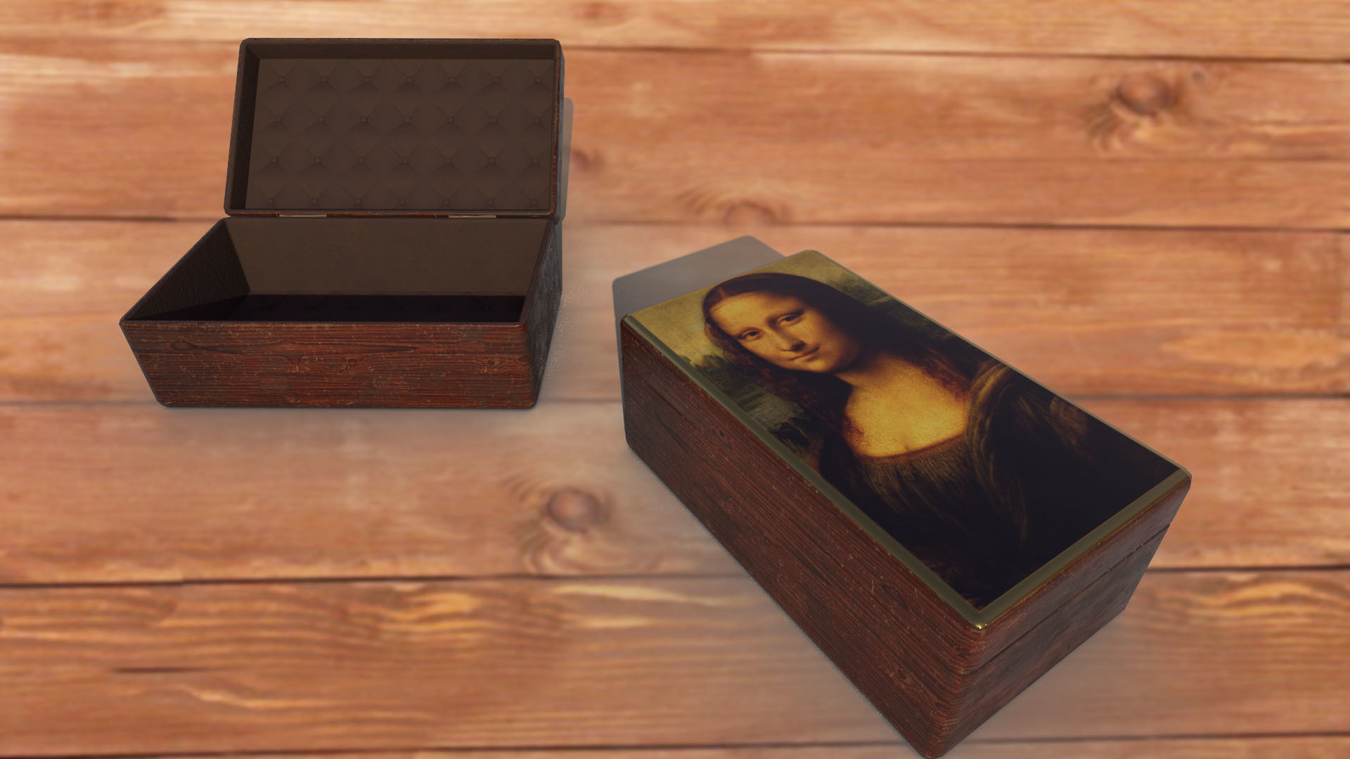 Vintage retro jewelry box PBR low-poly 3D model  Low-poly 3D model_1