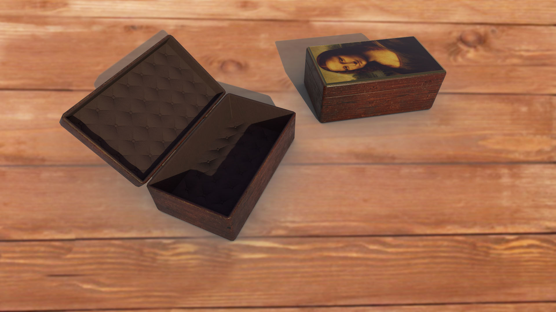 Vintage retro jewelry box PBR low-poly 3D model  Low-poly 3D model_4