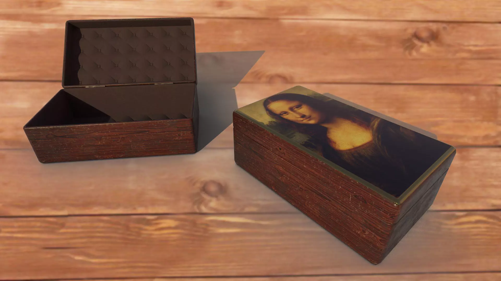 Vintage retro jewelry box PBR low-poly 3D model  Low-poly 3D model_0