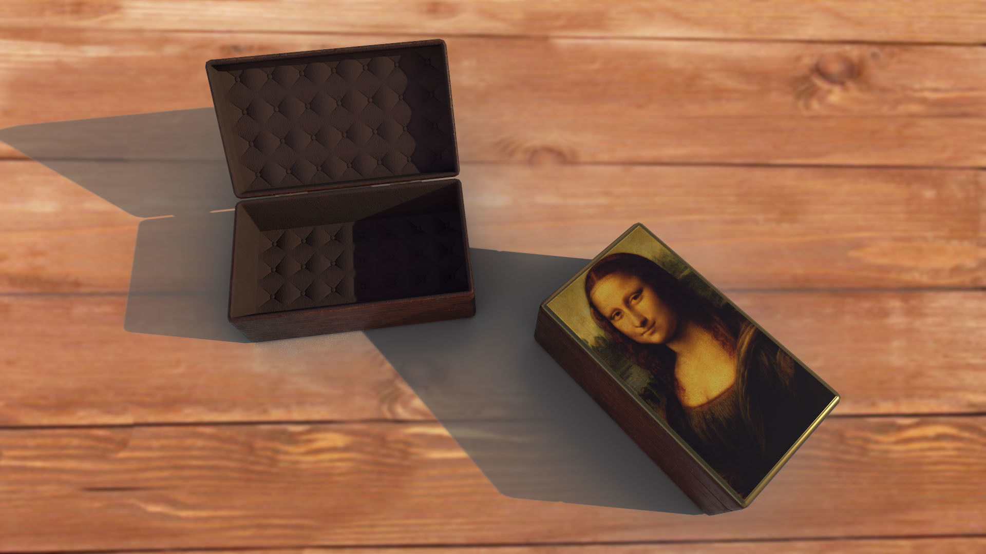 Vintage retro jewelry box PBR low-poly 3D model  Low-poly 3D model_2