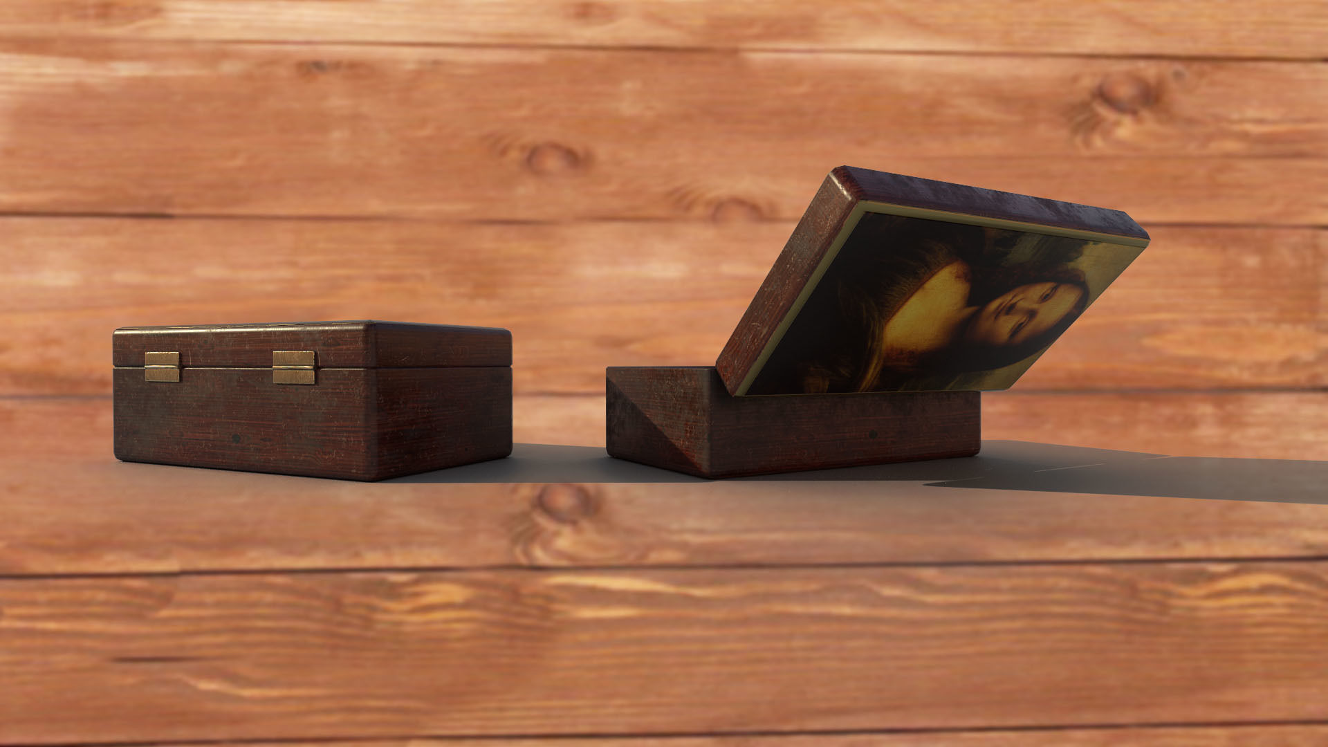 Vintage retro jewelry box PBR low-poly 3D model  Low-poly 3D model_3