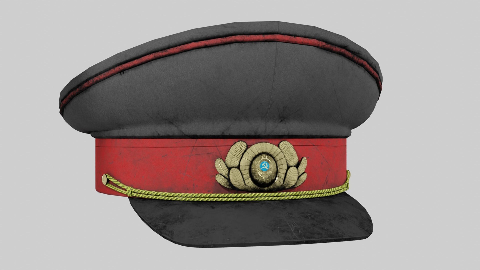 USSR police cap hat Low-poly 3D model_6