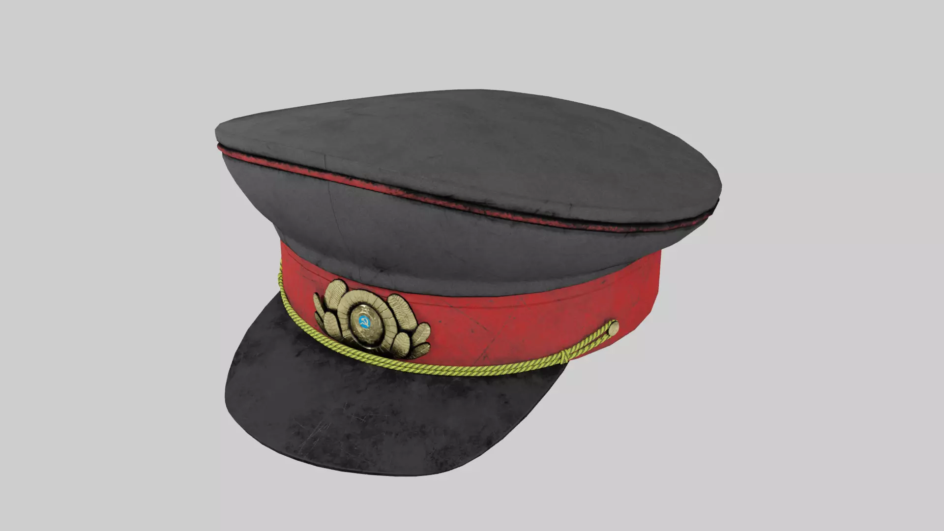USSR police cap hat Low-poly 3D model_0