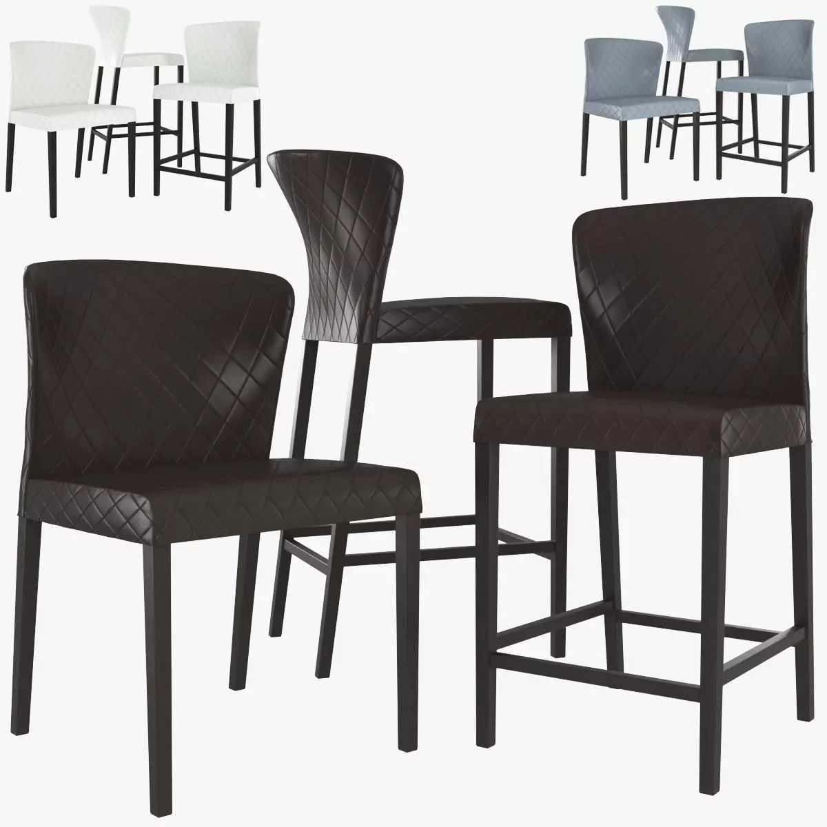 Curran Quilted Dining Chair and Bar Stool 3D model