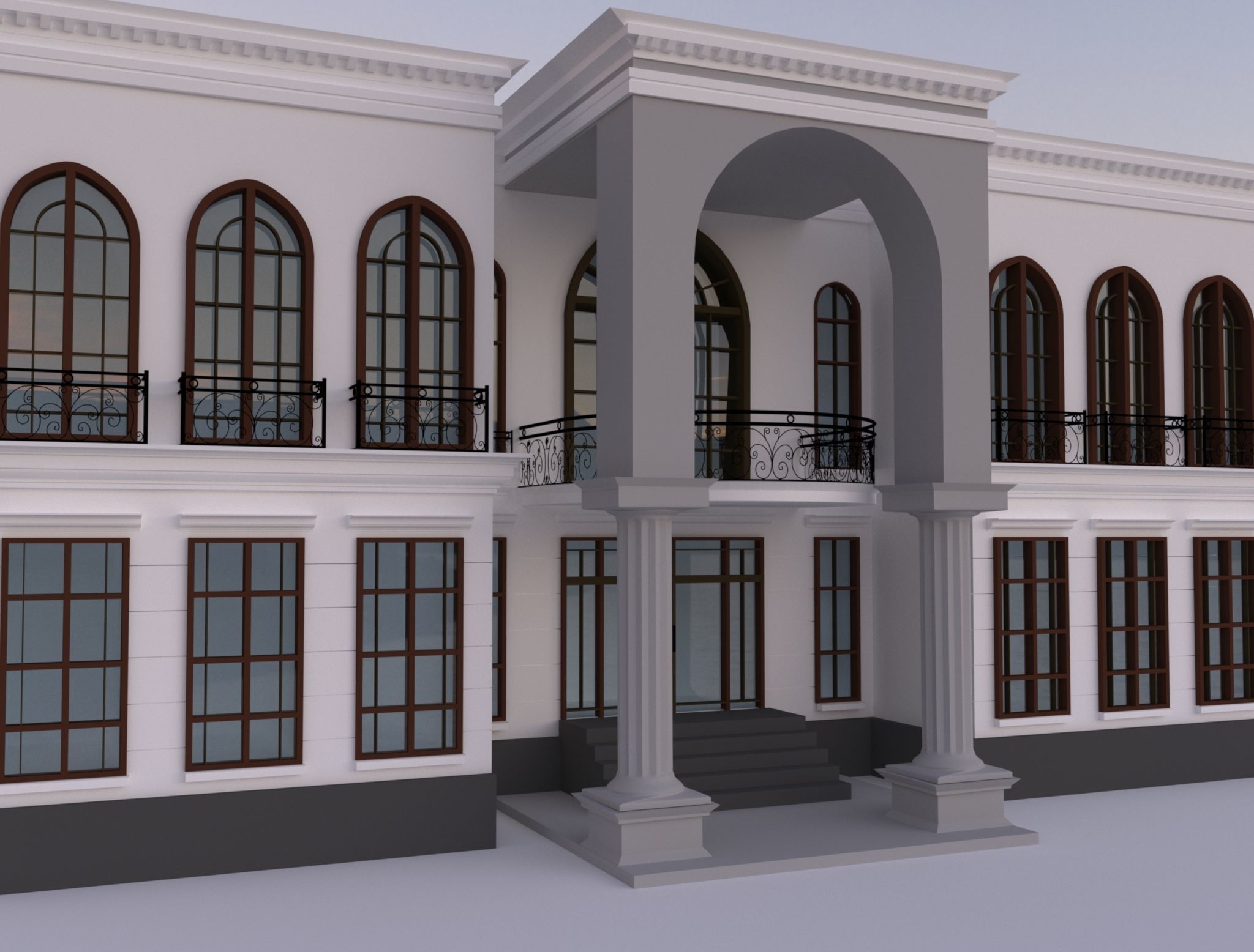 Classical Villa Low-poly 3D model_1