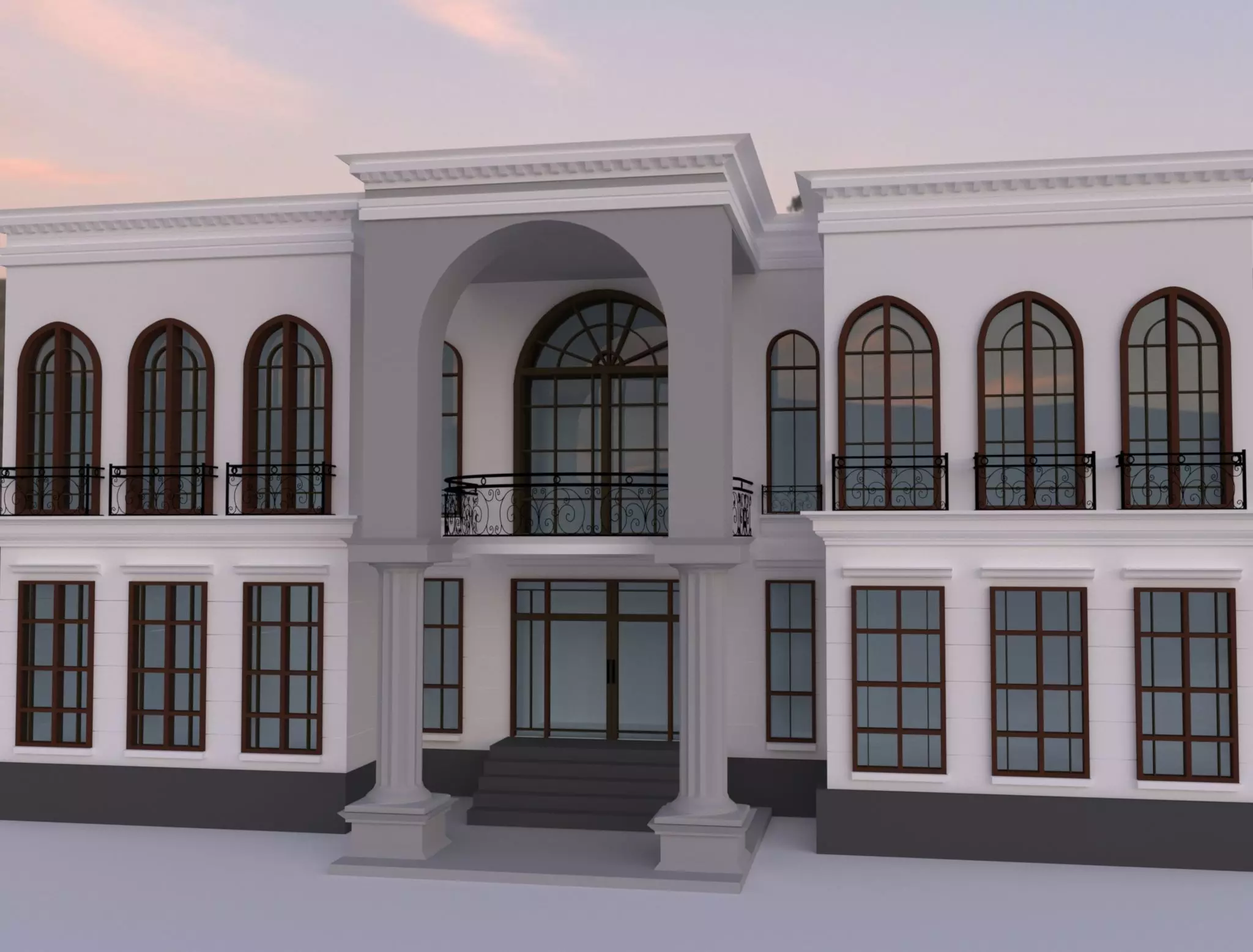 Classical Villa Low-poly 3D model_0