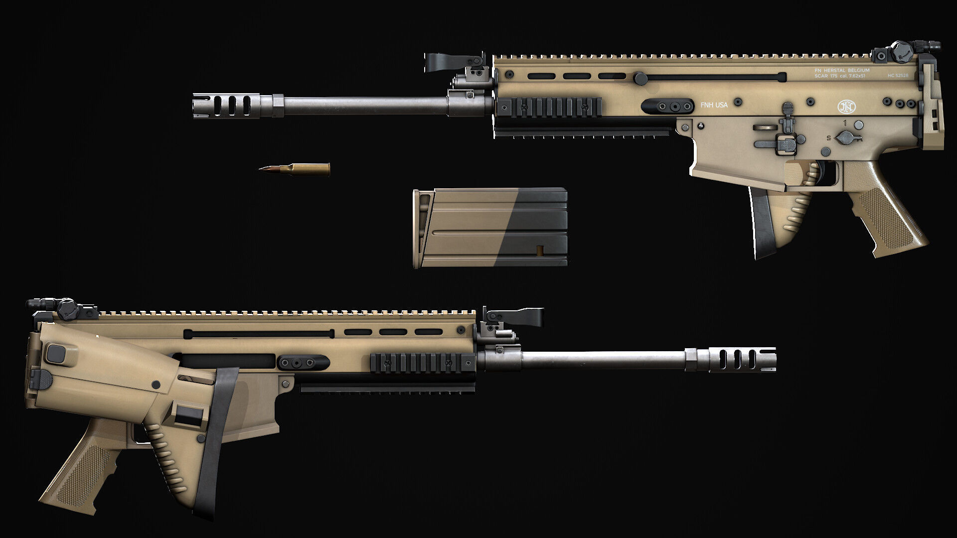 AAA FN Scar L Game Ready PBR Low-poly 3D model_4