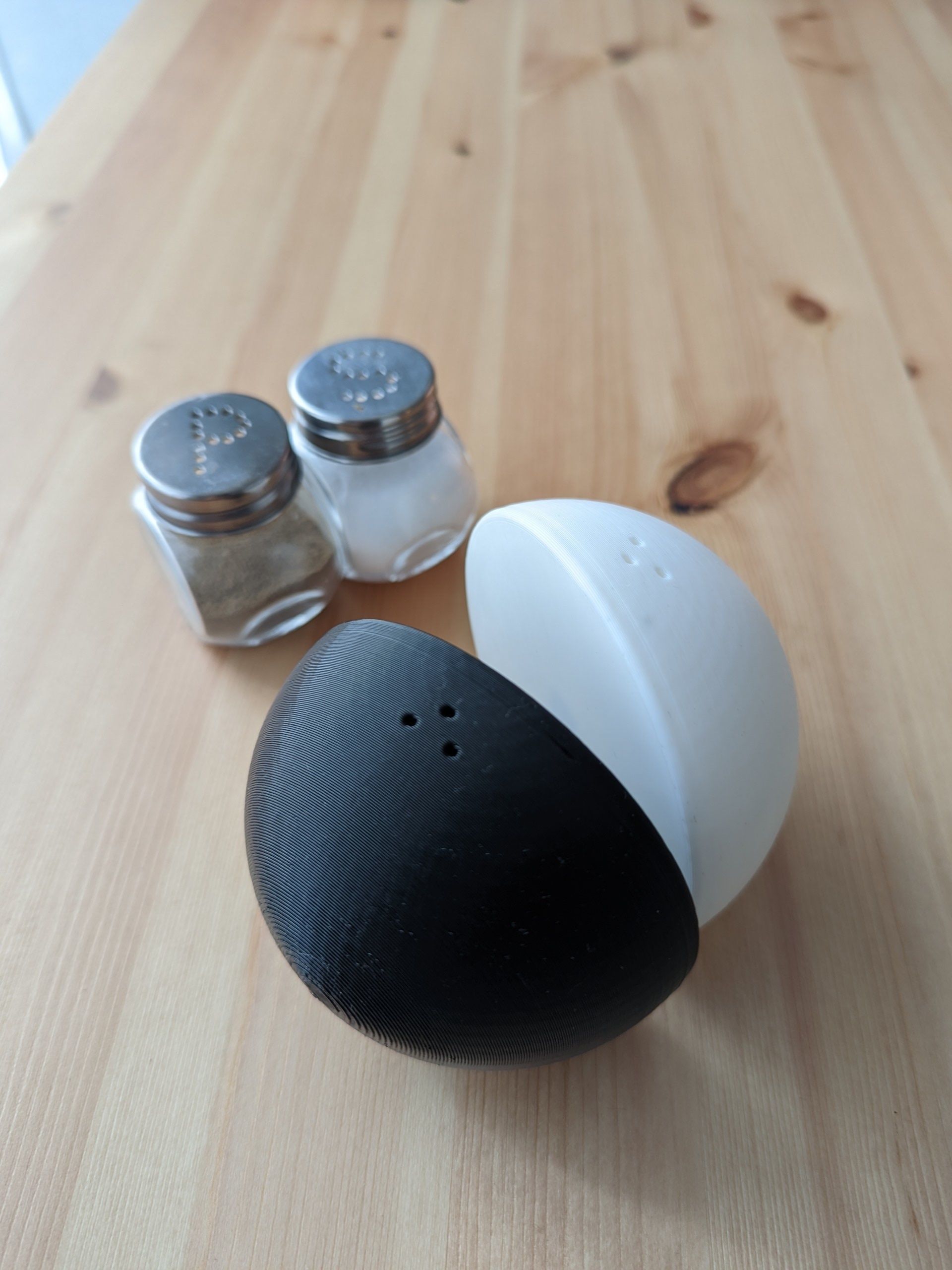 Salt And Pepper Sphere Shaker Set With Invisible Magnet 3D print model_1