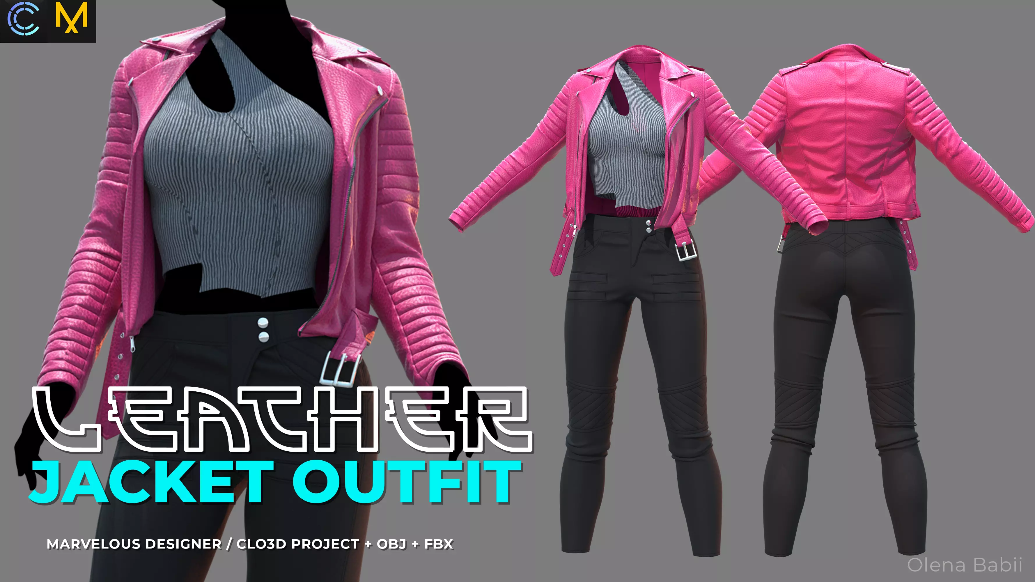 Leather jacket outfit 3D model
