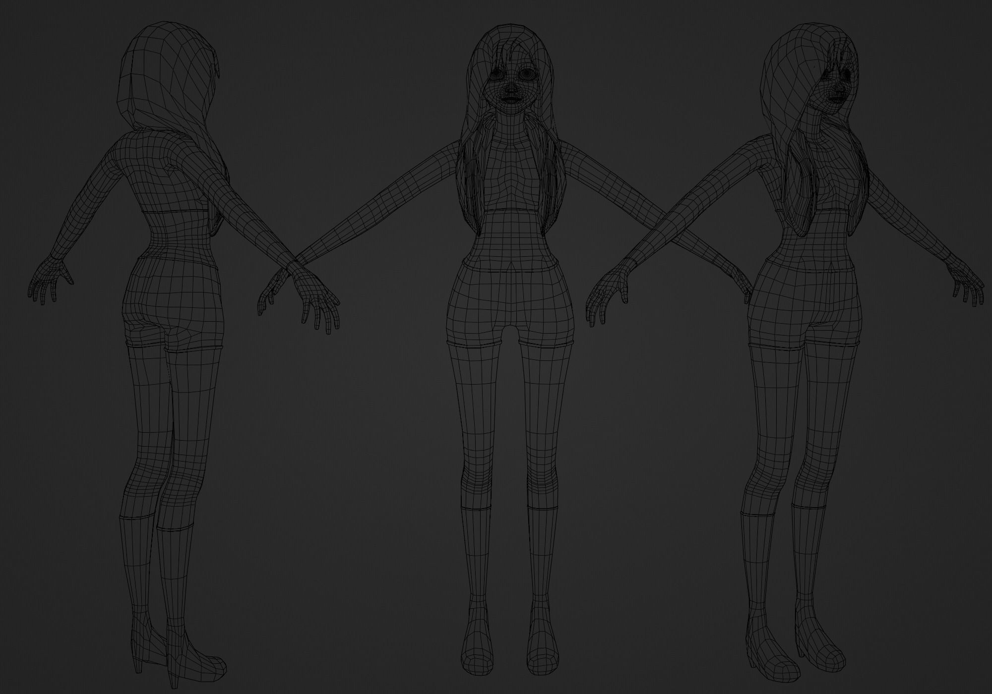 woman fighter rigged low poly Low-poly 3D model_9