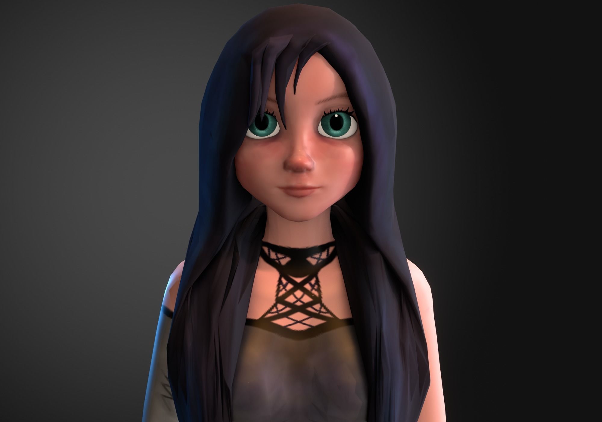 woman fighter rigged low poly Low-poly 3D model_3