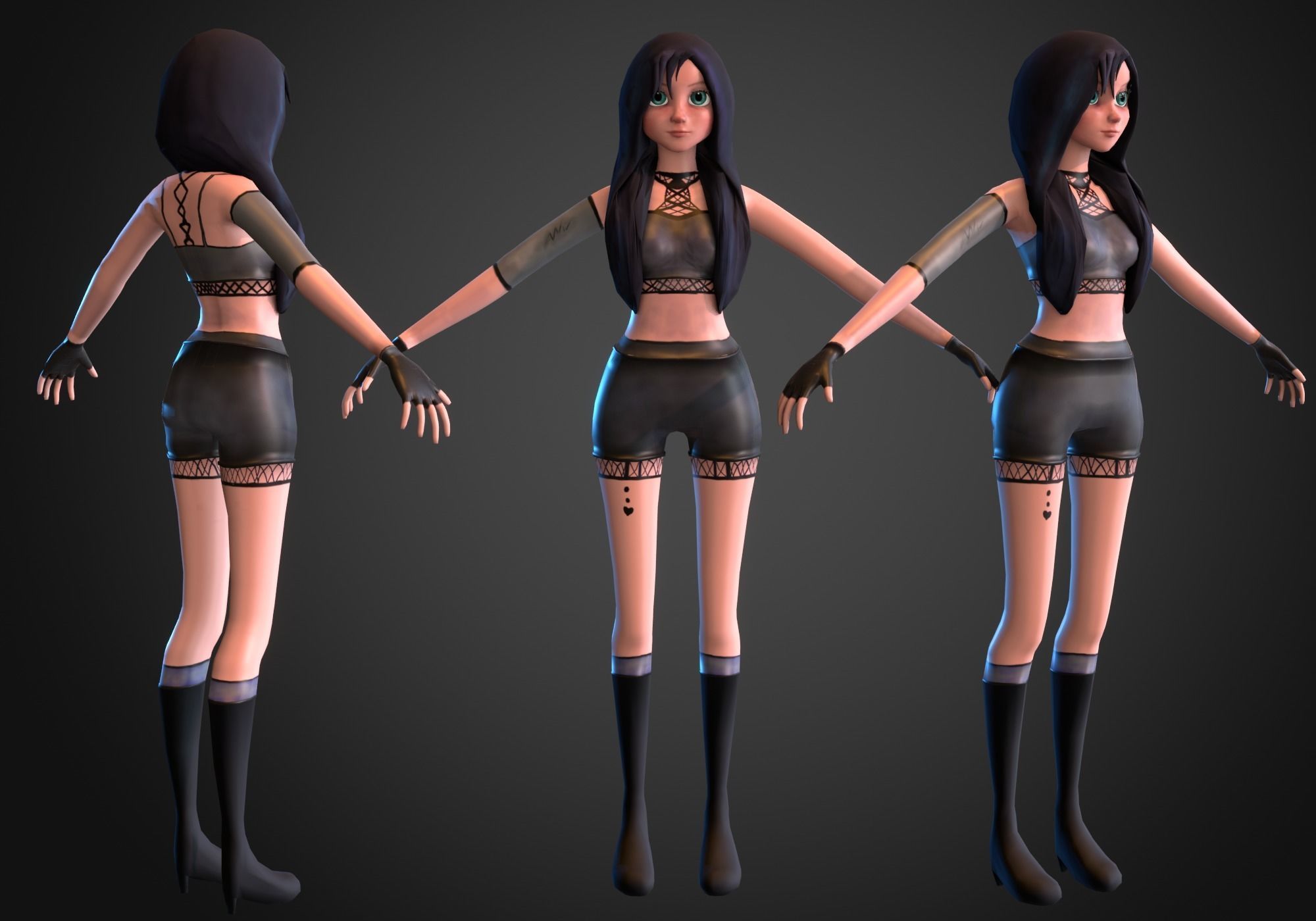 woman fighter rigged low poly Low-poly 3D model_6