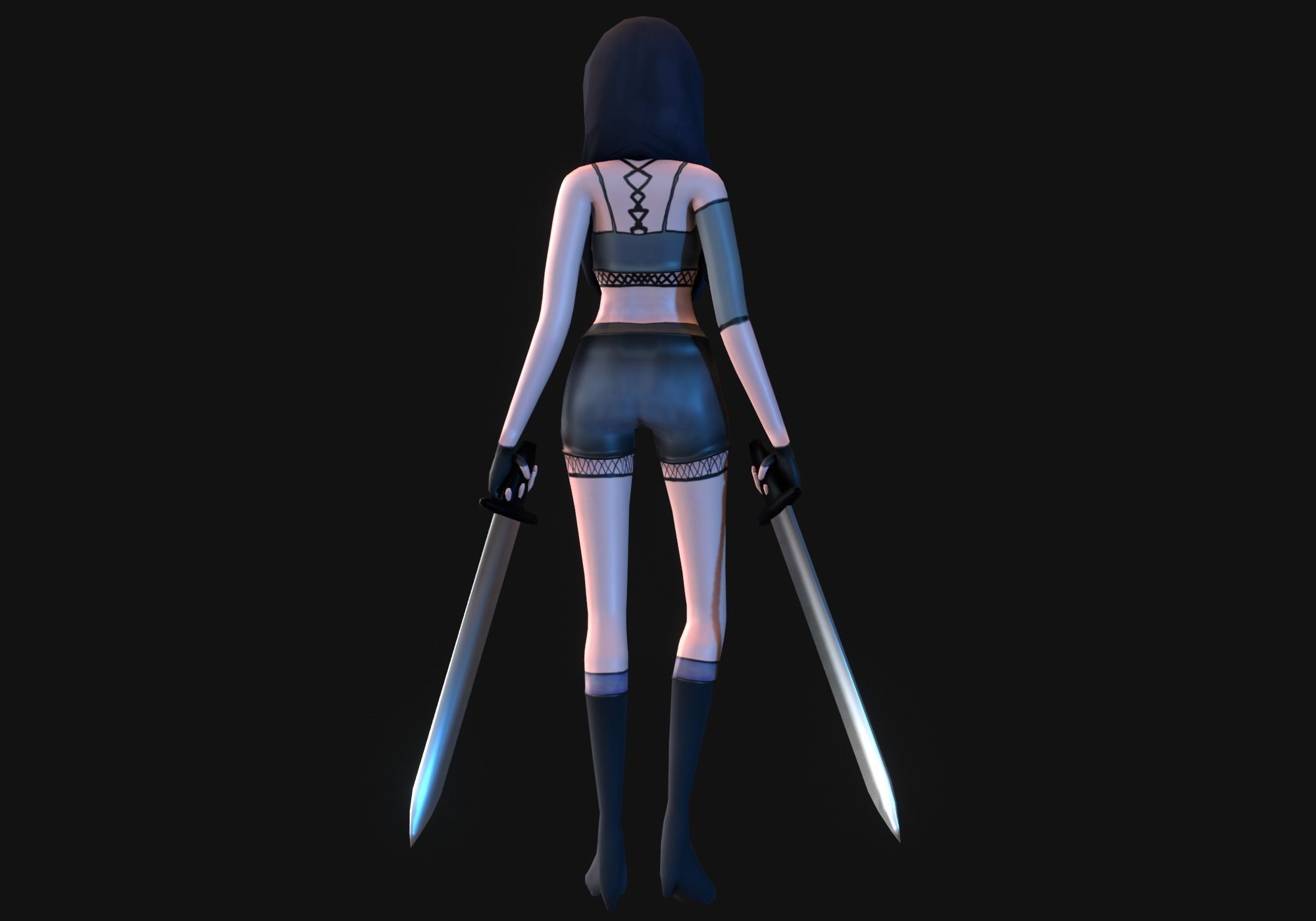 woman fighter rigged low poly Low-poly 3D model_5