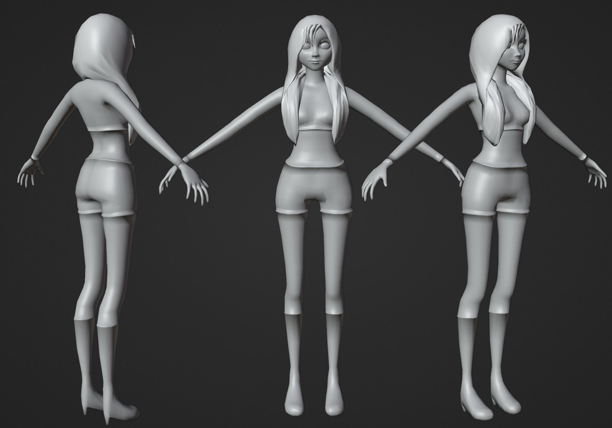 woman fighter rigged low poly Low-poly 3D model_8