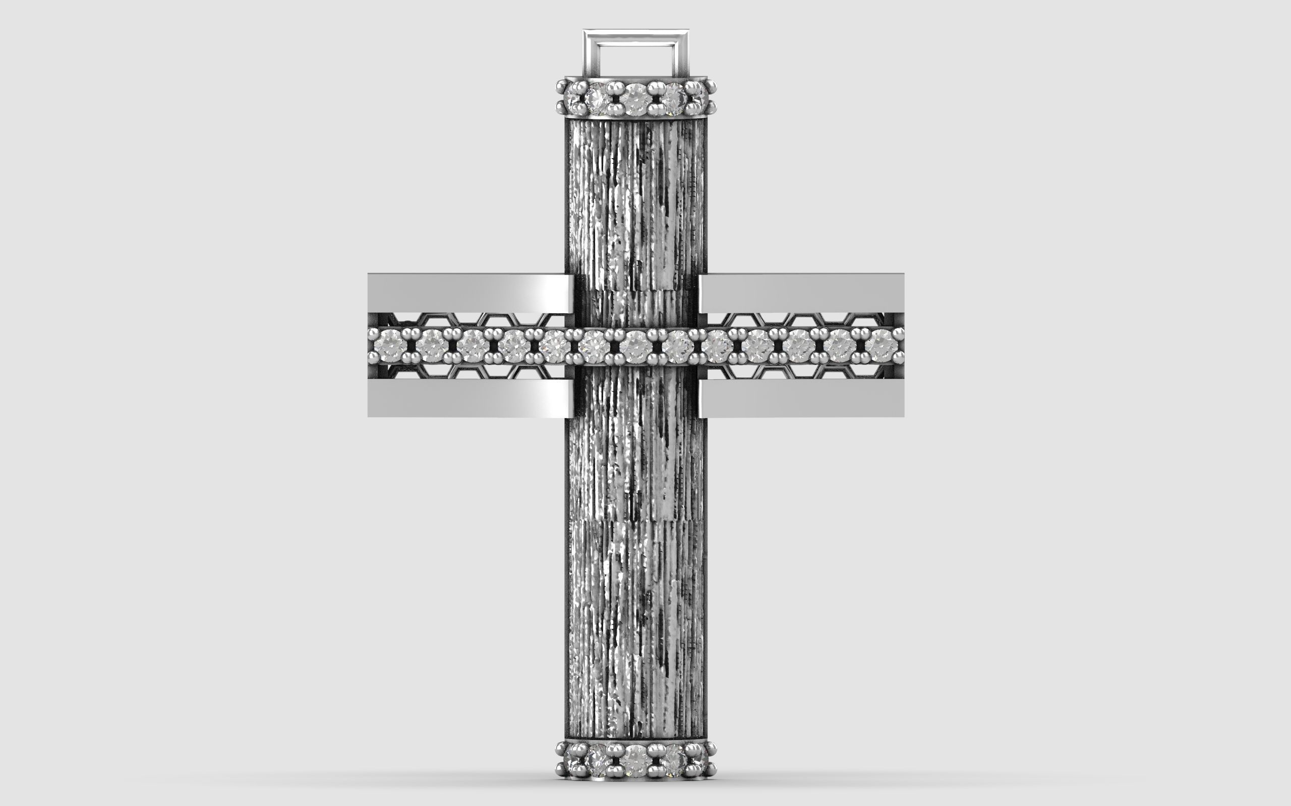 Cross patterned cross with texture saint jesus cristian 7 3D print model_12