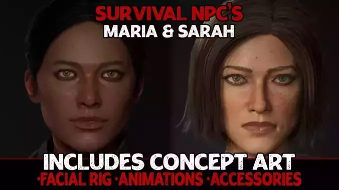 Survival NPCs - Maria and Sarah - Two Pack UE4 Low-poly 3D model