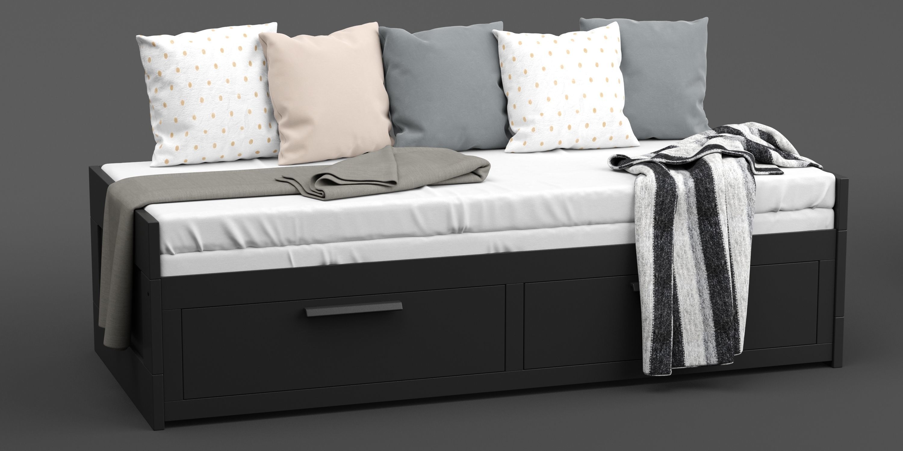 Ikea Brimnes bed 3D model_1