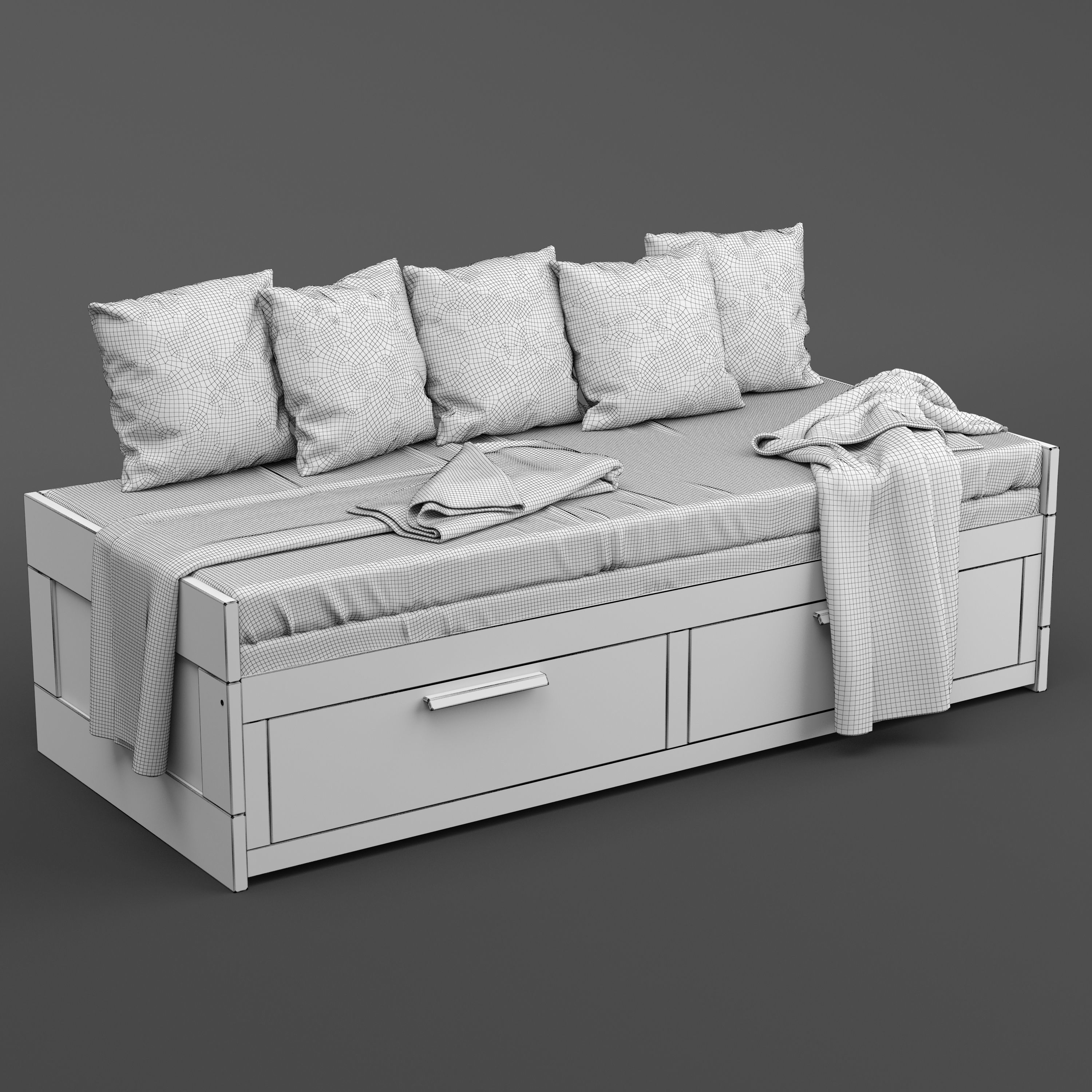 Ikea Brimnes bed 3D model_7