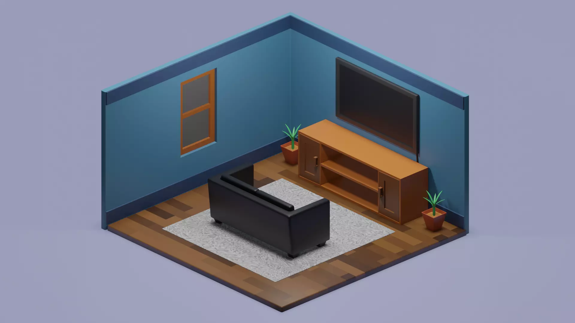 Isometric Room Low-poly 3D model_0