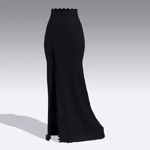 BLACK SCALLOP SKIRT SCALLOP SLIT LOOK