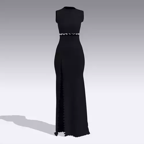 DRESS SCALLOP LO0K BLACK MODERN