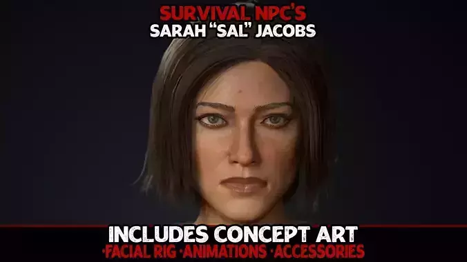 Survival NPC - Sarah Sal Jacobs UE4 Low-poly 3D model