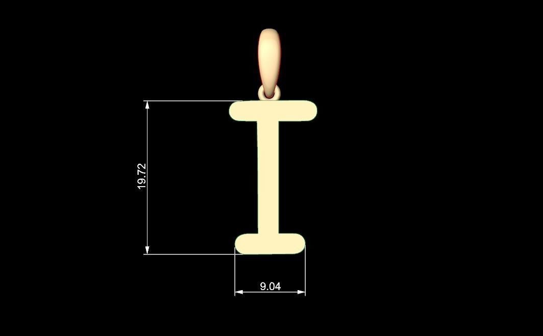 Initial Letters Pendant Hakubo I 3D print model_5