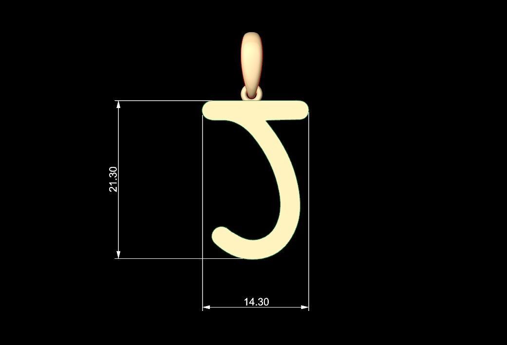 Initial Letters Pendant Hakubo J 3D print model_5