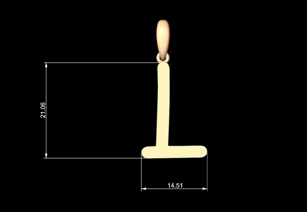 Initial Letters Pendant Hakubo L 3D print model_5