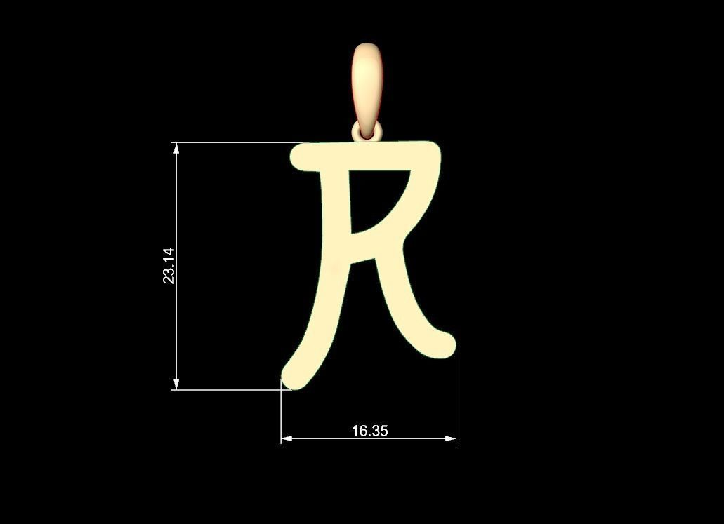Initial Letters Pendant Hakubo R 3D print model_5