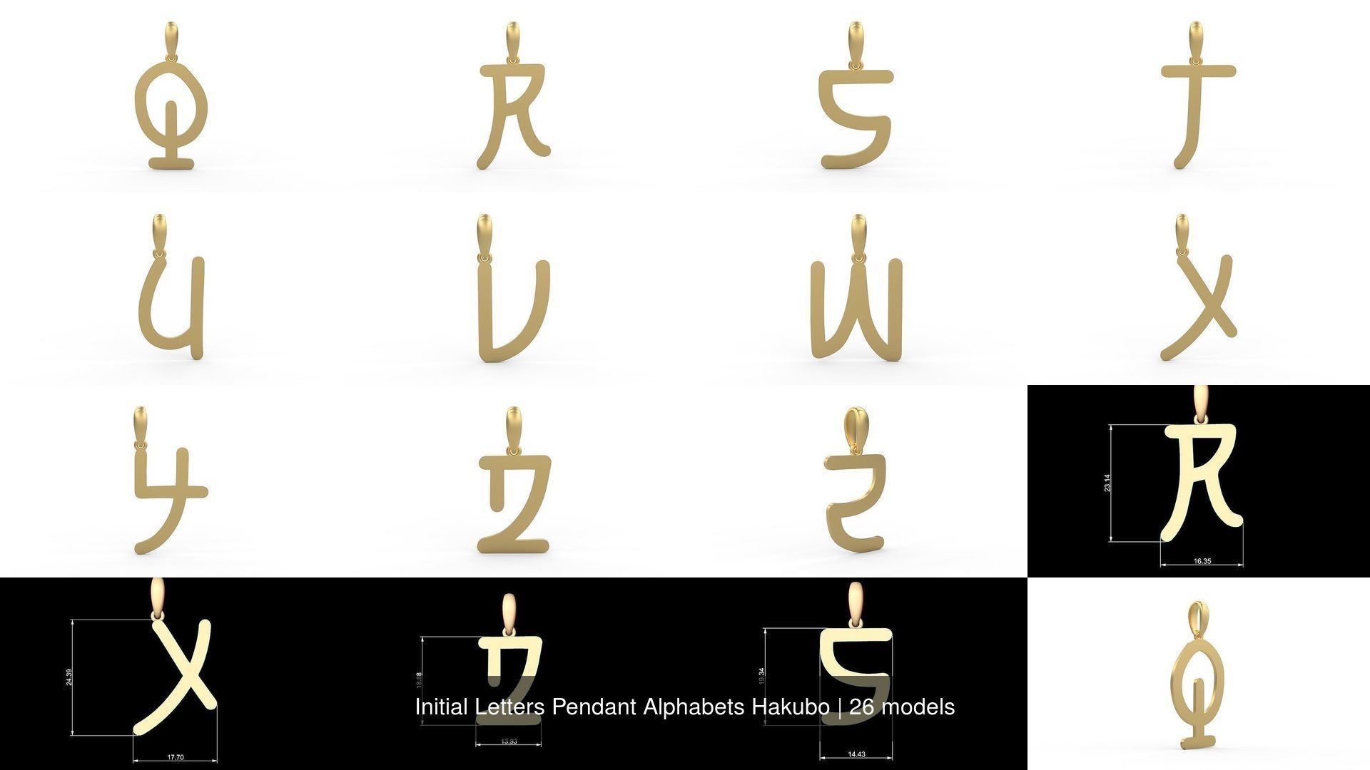 Initial Letters Pendant Alphabets Hakubo 3D Model Collection_2