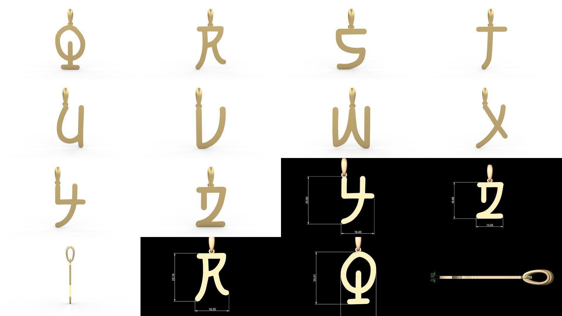 Initial Letters Pendant Alphabets Hakubo 3D Model Collection_1