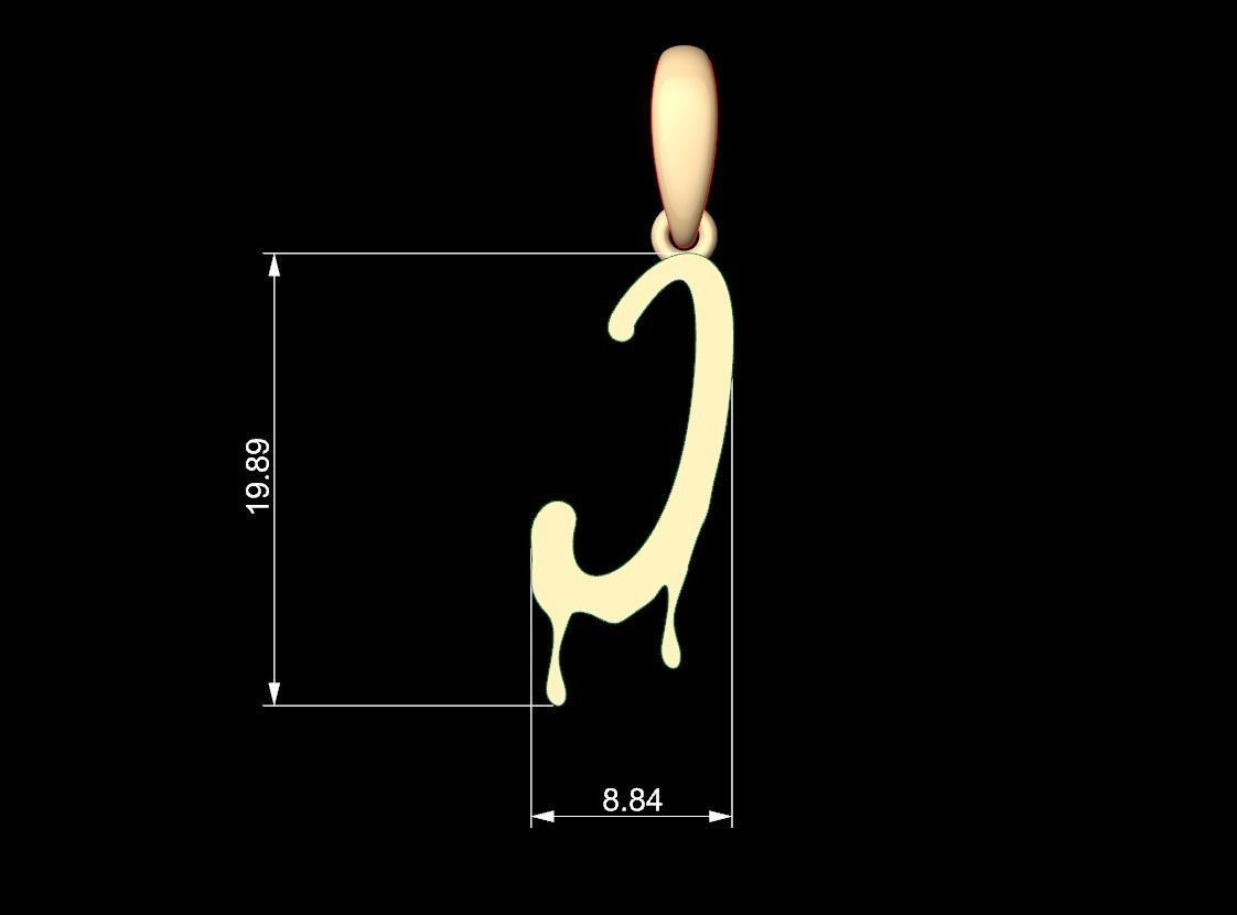 Initial Letters Pendant Halloween Party J 3D print model_5