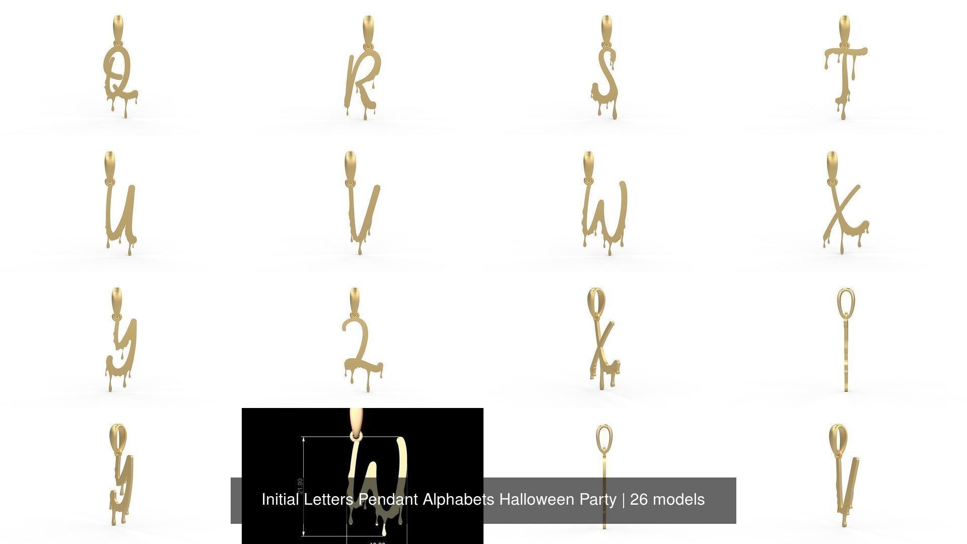 Initial Letters Pendant Alphabets Halloween Party 3D Model Collection_2