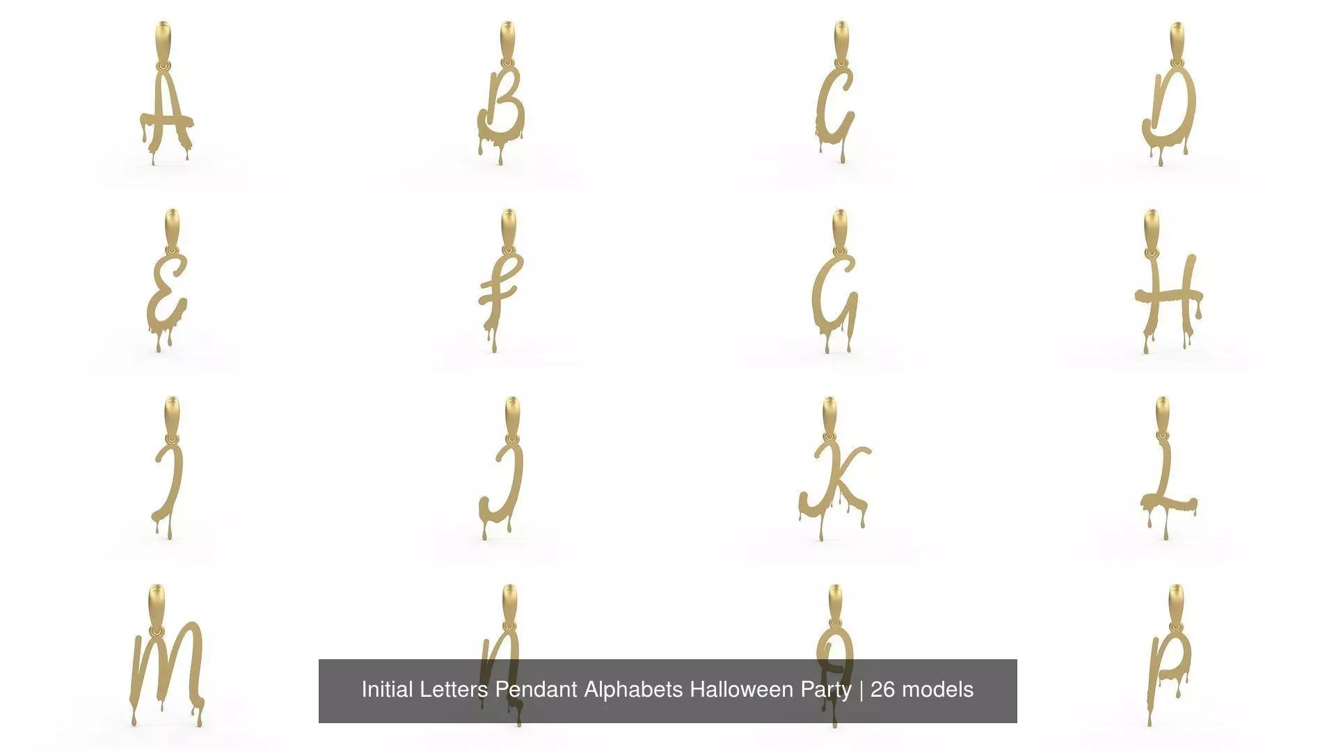 Initial Letters Pendant Alphabets Halloween Party 3D Model Collection_0