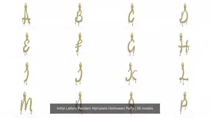 Initial Letters Pendant Alphabets Halloween Party 3D Model Collection