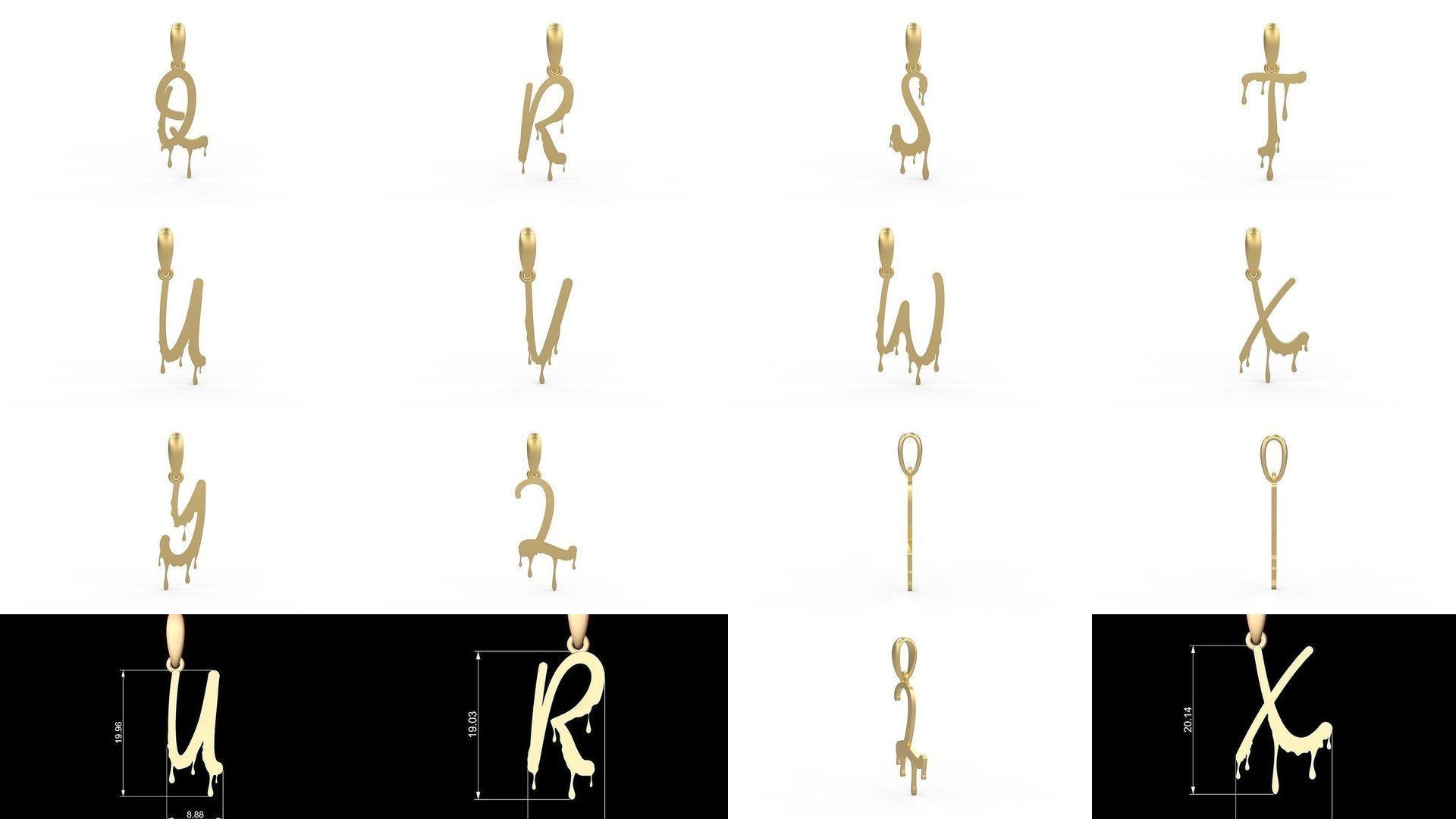 Initial Letters Pendant Alphabets Halloween Party 3D Model Collection_1