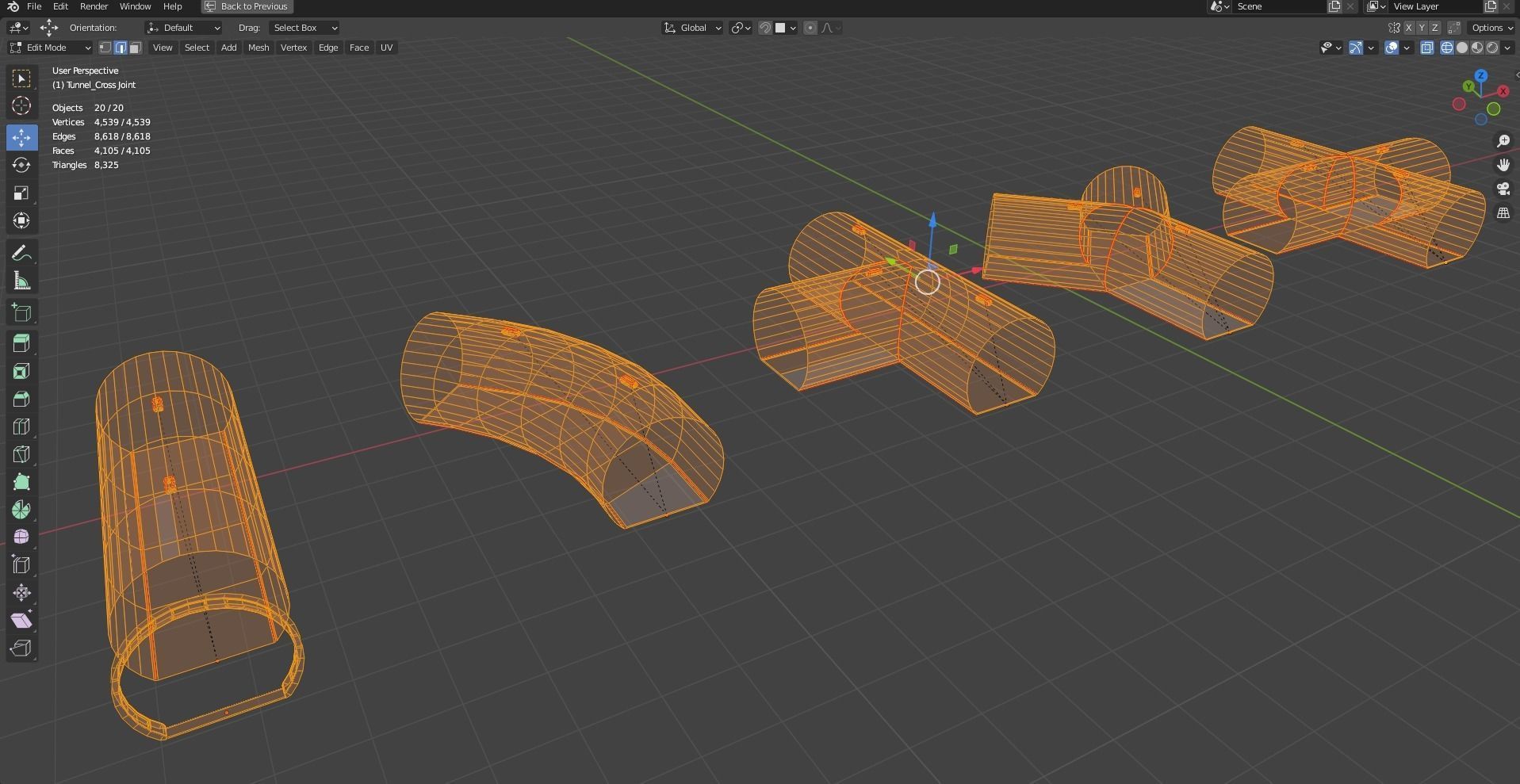 Tunnels - Modular segments Low-poly 3D model_19