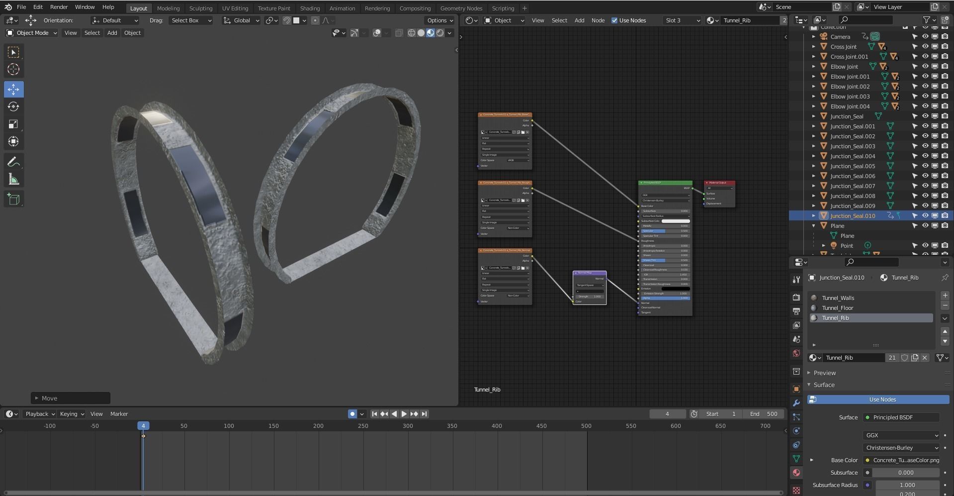 Tunnels - Modular segments Low-poly 3D model_26