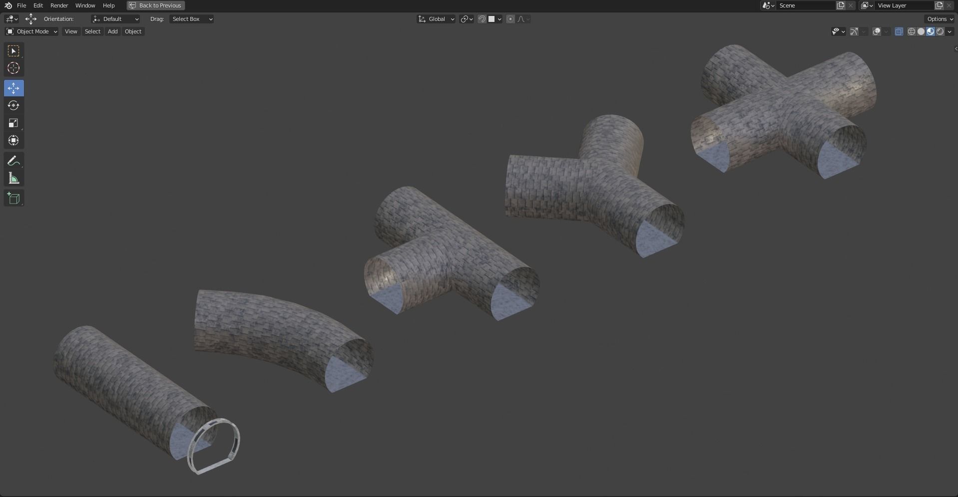 Tunnels - Modular segments Low-poly 3D model_3