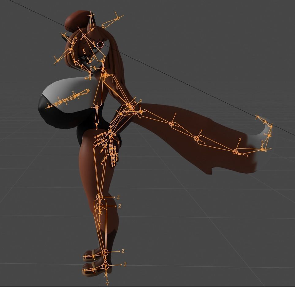 Auntie Vixen Low-poly 3D model_9