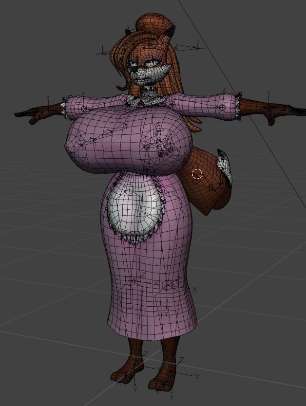 Auntie Vixen Low-poly 3D model_4